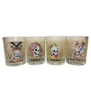 Don-Ed Hardy Designs Double Old Fashion Cocktail Glasses Set of 4